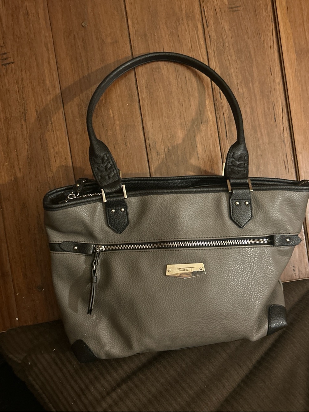 Gray Tote Bag with Black Accents